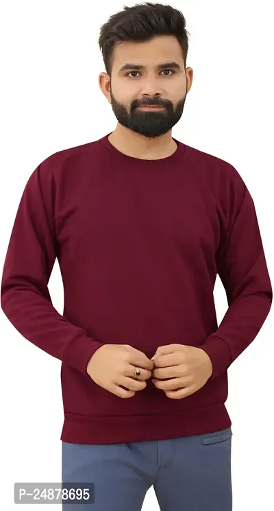 Comfortable Maroon Fleece Sweatshirt For Men-thumb0