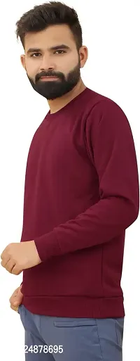 Comfortable Maroon Fleece Sweatshirt For Men-thumb3