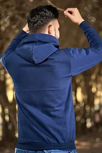 Comfortable Blue Fleece Hoodies For Men-thumb1