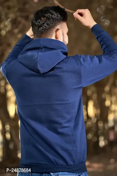 Comfortable Blue Fleece Hoodies For Men-thumb2