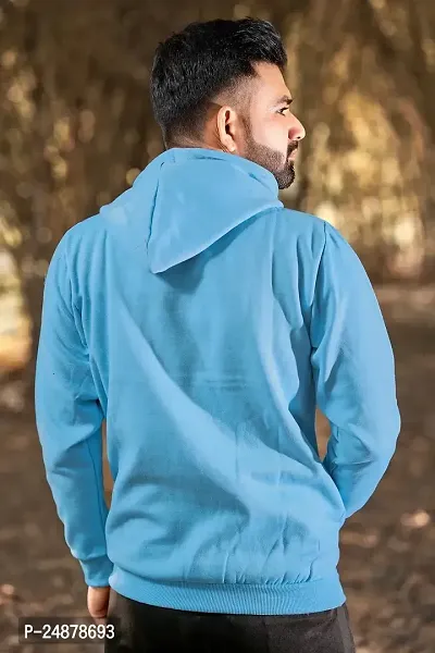 Comfortable Blue Fleece Hoodies For Men-thumb2