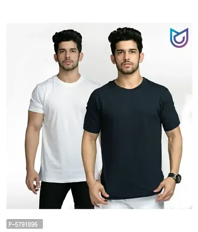 AMASHKA MENS COTTON ROUND NECK PACK OF 2 SOLID TSHIRTS-thumb0