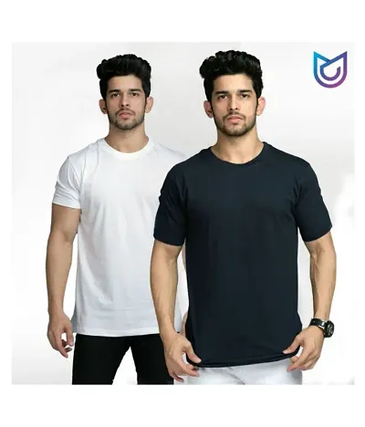 AMASHKA MENS ROUND NECK PACK OF 2 SOLID TSHIRTS