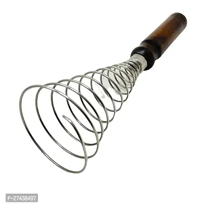 Stainless Steel Egg Beater,Wire Spiral Whisk With Wooden Handle, 8 Inch