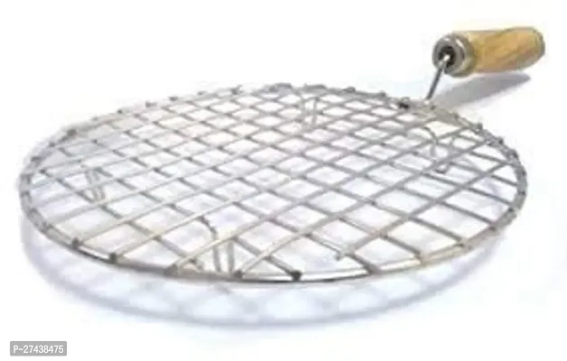 Round Roasting Net Stainless Steel Wire Roaster, Wooden Handle With Roasting Net-thumb0