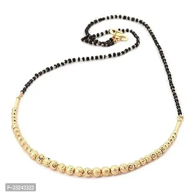 Bhumi Creation Single Line Mangalsutra Gold Plated Pearl Beads Black Moti Mala Mangal Sutra for Women-thumb0