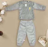 Harry Presents Kids Winter Wear Clothing Set Baby Boys and Girls Unisex Soft And Comfortable Velvet Woolen Full Sleeves T-Shirt and Pajama Clothing Set (GREY)-thumb1