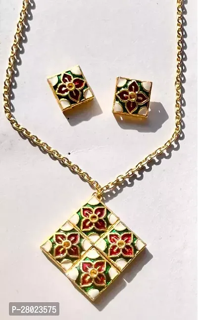 Stylish Multicoloured Brass No Stone Jewellery Set For Women-thumb0