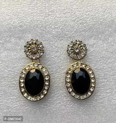 Black Brass American Diamond Studs Earrings For Women-thumb0