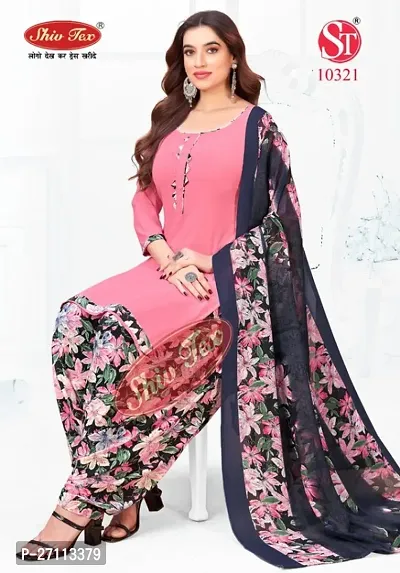 Classic Synthetic Printed Dress Material with Dupatta