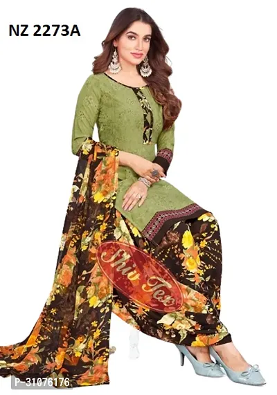 Beautiful Synthetic Crepe Unstitched Dress Material with Dupatta