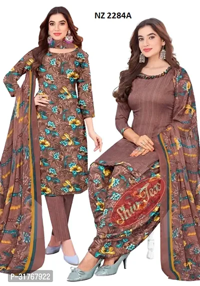 Stylish Synthetic Crepe Dress Material with Dupatta for Women-thumb0