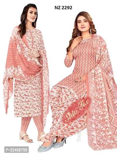 Stylish Synthetic Printed Dress Material With Dupatta, Pack of 2-thumb0