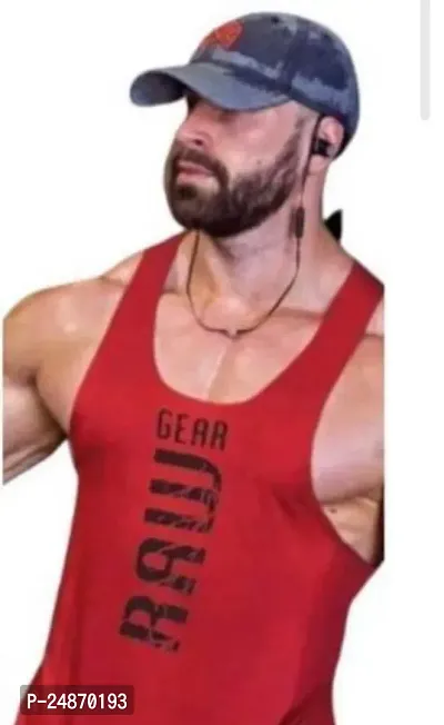 Classic Polyester Printed Gym Vest for Men-thumb0