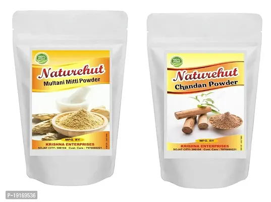 Naturehut Multani Mitti Powder, Chandan Powder| Multani Mitti Powder for Hair  Skin Care|Sandalwood Powder Face Pack for Glowing skin, Face Masks, Facials and Skin Care| Pack of 2 | 1Kg-thumb0