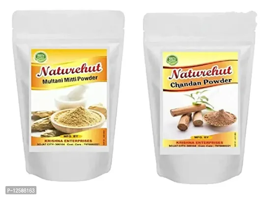 NATUREHUT Multani Mitti and Chandan Powder For Face Care|Face Mask Combo Pack of 2|100 grams