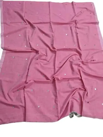 Womens Cotton Lace Latkan Work Printed Bead Work Saree Pink