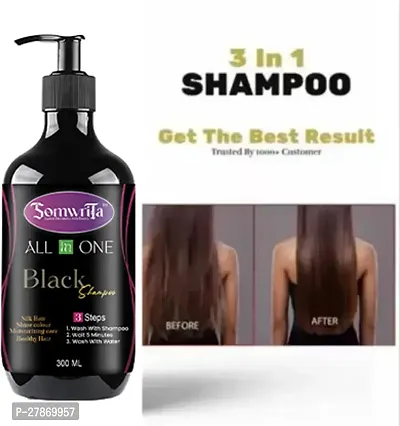 3 in 1 Hair Dye Instant Black Hair Shampoo for Women  Men 100% Coverage Shampoo 300ml