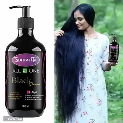 3 in 1 Hair Dye Instant Black Hair Shampoo for Women  Men 100% Coverage Shampoo 300ml