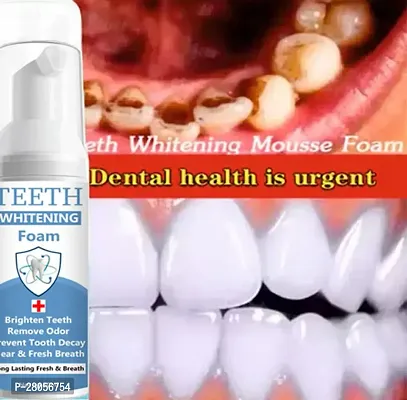 Teeth Whitening Foam Toothpaste Makes You Reveal Perfect  White Teeth, Natural Whitening Foam Toothpaste Mousse with Fluoride Deeply Clean Gums Remove Stains- Pack of 1 [60ml]-thumb0