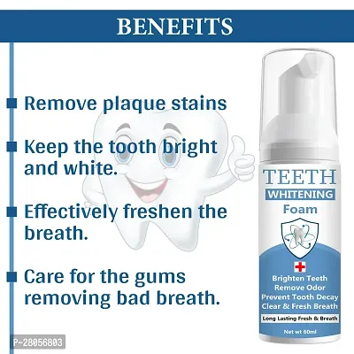 Teeth Whitening Foam Toothpaste Makes You Reveal Perfect  White Teeth, Natural Whitening Foam Toothpaste Mousse with Fluoride Deeply Clean Gums Remove Stains- Pack of 1 [60ml]-thumb0