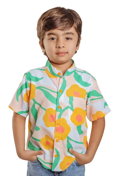 ZEVBISA Kids Regular Boys' Shirts || Casual Wear Buttoned Shirt for Boys || Sunflower_101 (7-8 Years)