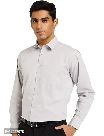 Stylish Polyester Solid Long Sleeve Formal Shirt For Men-thumb0