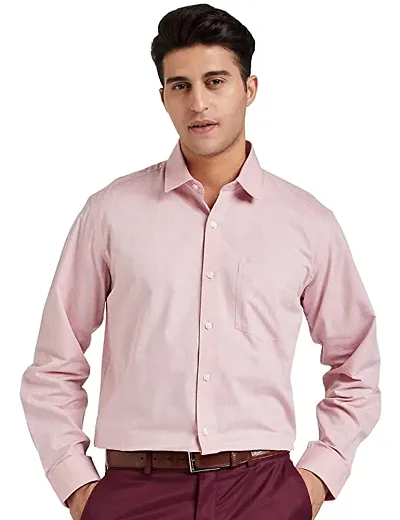 Elegant Blended Solid Long Sleeves Formal Shirt For Men