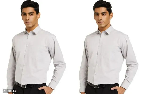 Stylish Polyester Solid Long Sleeve Formal Shirt For Men Pack Of 2