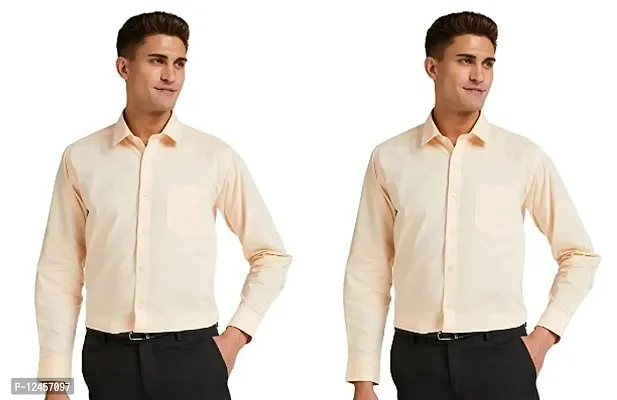 Stylish Polyester Solid Long Sleeve Formal Shirt For Men Pack Of 2-thumb0
