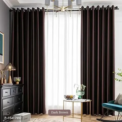 Long Crush Window Curtain,Pack of 2,Colour Brown,Size 5ft