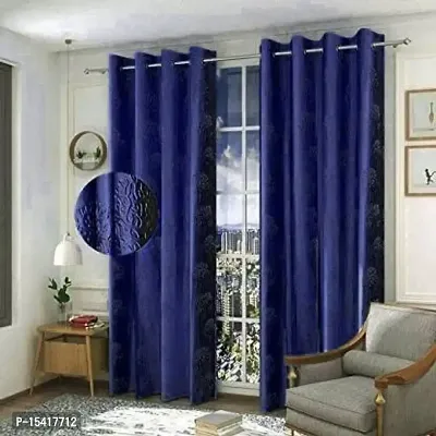 Punching imbose Curtains,Pack of 2,Size 5 feet,Colour Blue