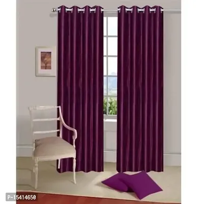 Long Crush Window Curtains,Pack of 2,Colour Purple,Size 5 ft