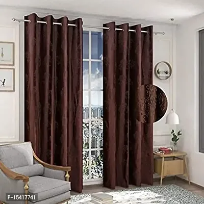 Punching imbose Curtains,Colour Brown,Pack of 2 Size 7 feet