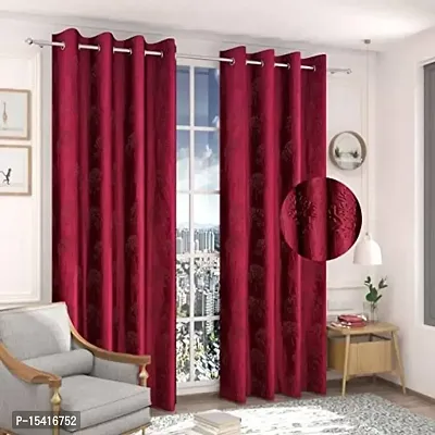 Punching imbose Curtains,Pack of 2,Colour Maroon,Size 7 feet
