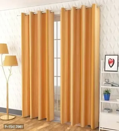 Long Crush Curtain,Size 9 ft,Colour Yellow,Pack of 2