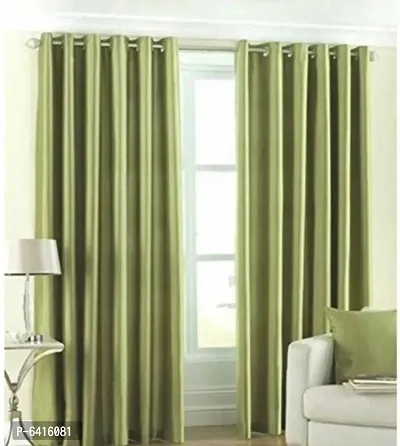 Long crush curtains size 7 feet colour green pack of 1-thumb0