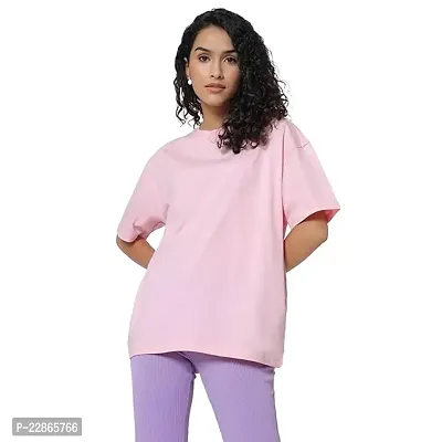 Elegant Pink Cotton Solid Tshirt For Women