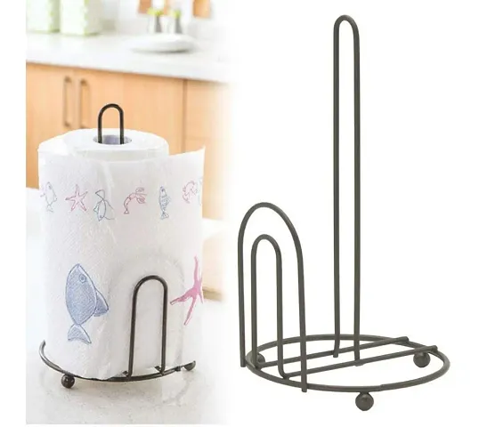 Indian iron art Iron Wall Mounted Kitchen Paper Towel Holder, One-Handed Tear Paper Towel Container Bathroom Toilet Tissue Paper Roll Storage Holder Stand