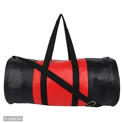 SHIRA 24 Duffles Sports Synthetic Leather Gym Bag with Shoulder Strap for Men and Women || Gym Bag (Black_Red)