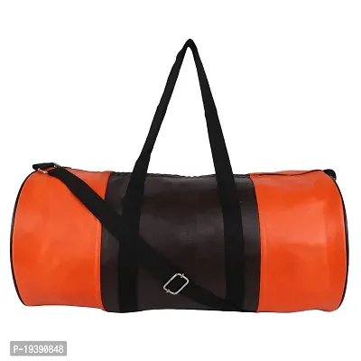SHIRA 24 Duffles Sports Synthetic Leather Gym Bag with Shoulder Strap for Men and Women || Gym Bag (Orange_Brown)-thumb0