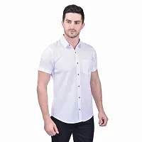 SHIRA 24 Men Regular Fit Solid Cotton Linen Blend Half Casual Shirt-thumb4