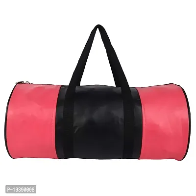 SHIRA 24 Duffles Sports Synthetic Leather Gym Bag with Shoulder Strap for Men and Women || Gym Bag (Black_Pink)-thumb2