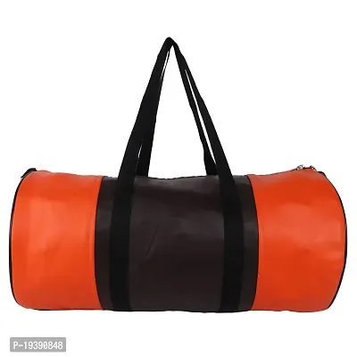 SHIRA 24 Duffles Sports Synthetic Leather Gym Bag with Shoulder Strap for Men and Women || Gym Bag (Orange_Brown)-thumb5