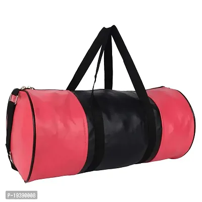 SHIRA 24 Duffles Sports Synthetic Leather Gym Bag with Shoulder Strap for Men and Women || Gym Bag (Black_Pink)-thumb3