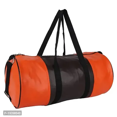 SHIRA 24 Duffles Sports Synthetic Leather Gym Bag with Shoulder Strap for Men and Women || Gym Bag (Orange_Brown)-thumb3