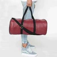 SHIRA 24 Duffles Sports Synthetic Leather Gym Bag with Shoulder Strap for Men and Women || Gym Bag (Maroon)-thumb1