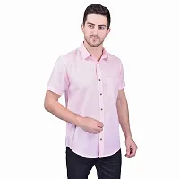 SHIRA 24 Men Regular Fit Solid Cotton Linen Blend Half Casual Shirt-thumb4