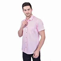 SHIRA 24 Men Regular Fit Solid Cotton Linen Blend Half Casual Shirt-thumb2