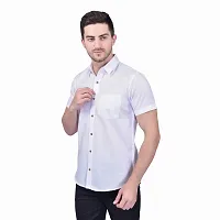 SHIRA 24 Men Regular Fit Solid Cotton Linen Blend Half Casual Shirt-thumb2